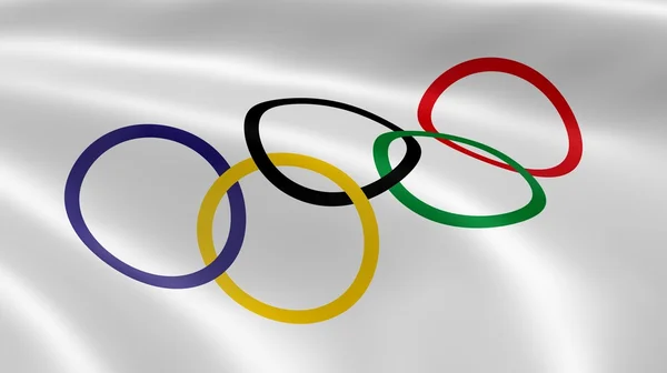 Drapeau olympique dans le vent — Photo