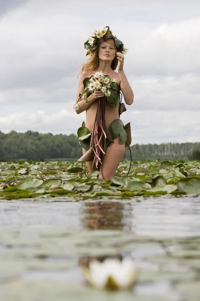 stock image A girl on the lake