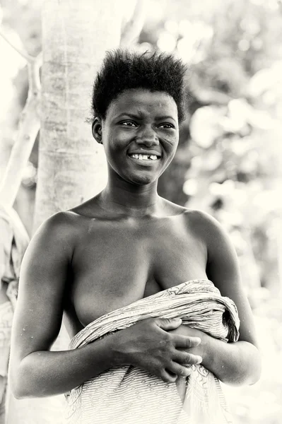 stock image A Benin woman wears only a tissue